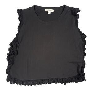 White + Warren Womens Size M Black Tank Top Crochet Sides